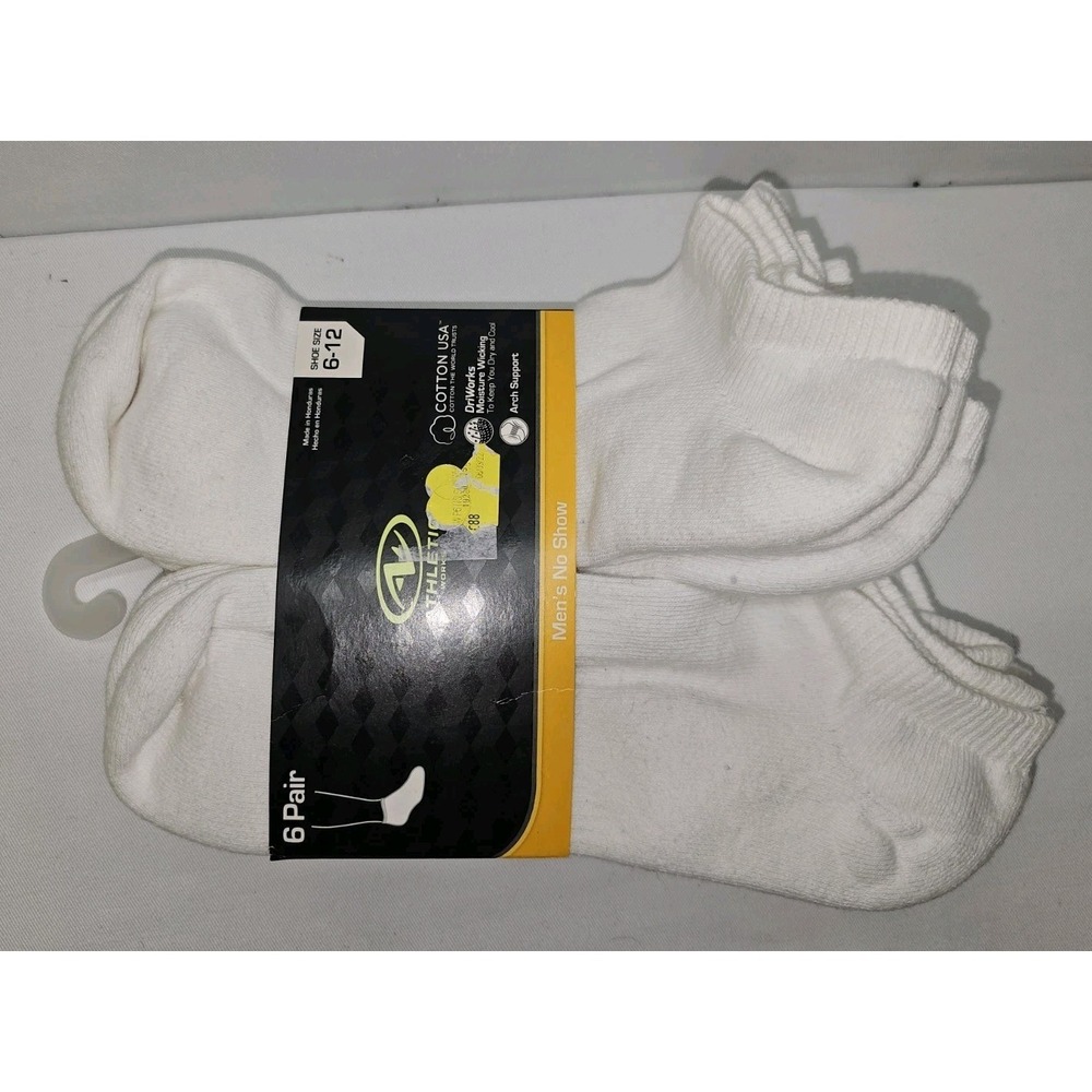 Athletic Works Men's No Show Sock, 6 Pack Size 6-12